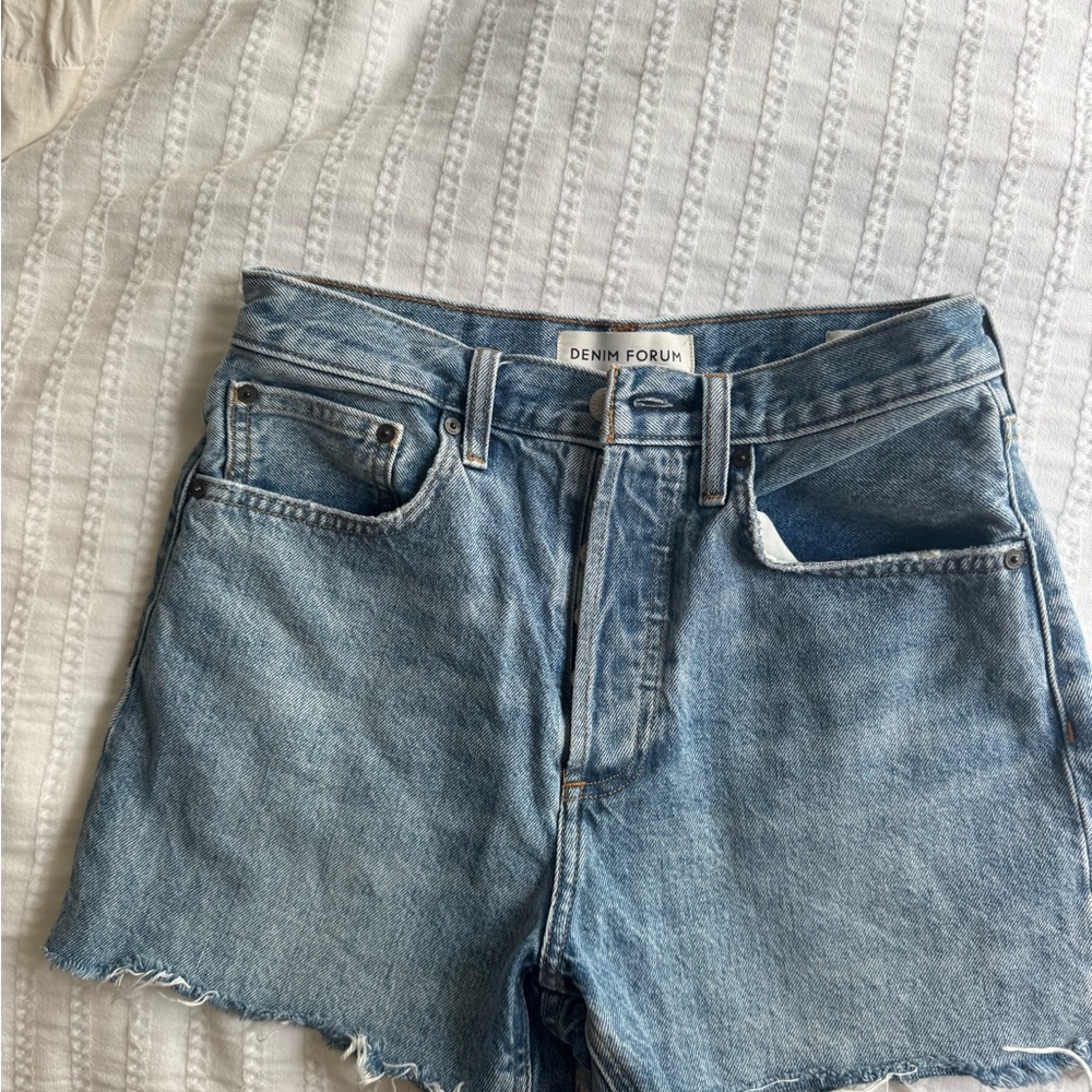 Denim Forum Light Blue Cutoff Denim Shorts